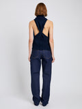 Proenza Schouler Back full length image of model wearing Cynthia Top in Wool Jersey in Ink Melange