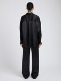 Proenza Schouler Back full length image of model wearing Caroline Shirt in Crinkled Crepe in Black