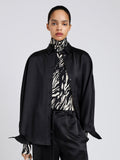Proenza Schouler Front cropped image of model wearing Caroline Shirt in Crinkled Crepe in Black
