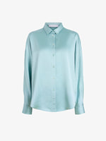 Proenza Schouler Still Life image of Caroline Shirt in Crinkled Crepe in Sea Glass