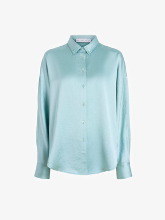 Proenza Schouler Still Life image of Caroline Shirt in Crinkled Crepe in Sea Glass