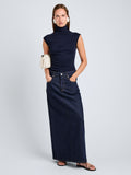 Proenza Schouler Front full length image of model wearing Zane Top in Brushed Rib in Navy