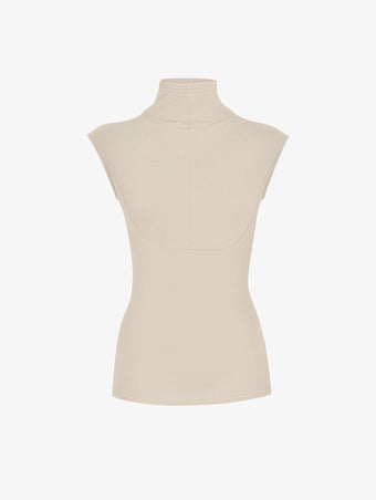 Proenza Schouler Still Life image of Zane Top in Brushed Rib in Oat Melange