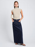Proenza Schouler Front full length image of model wearing Zane Top in Brushed Rib in Oat Melange