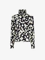 Proenza Schouler Still Life image of Ansel Top in Printed Soft Twill in Black Floral