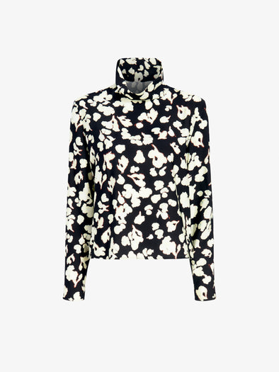Proenza Schouler Still Life image of Ansel Top in Printed Soft Twill in Black Floral