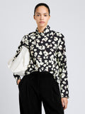 Proenza Schouler Front cropped image of model wearing Ansel Top in Printed Soft Twill in Black Floral