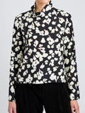 Proenza Schouler Detail image of model wearing Ansel Top in Printed Soft Twill in Black Floral