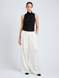 Proenza Schouler Front full length image of model wearing Taryn Top in Jacquard Flou in Black