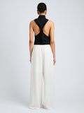 Proenza Schouler Back full length image of model wearing Taryn Top in Jacquard Flou in Black