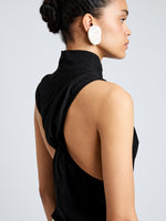 Proenza Schouler Detail image of model wearing Taryn Top in Jacquard Flou in Black