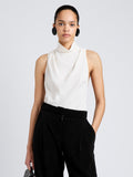Proenza Schouler Front cropped image of model wearing Taryn Top in Jacquard Flou in Off White