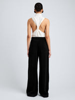 Proenza Schouler Back full length image of model wearing Taryn Top in Jacquard Flou in Off White