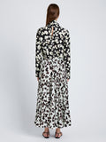 Proenza Schouler Back full length image of model wearing Runa Skirt in Printed Soft Twill in Acqua Floral