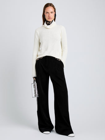Proenza Schouler Front full length image of model wearing Aria Pant in Corduroy in Black