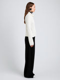 Proenza Schouler Side full length image of model wearing Aria Pant in Corduroy in Black