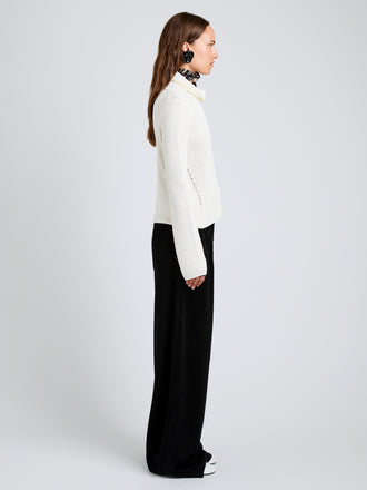 Proenza Schouler Side full length image of model wearing Aria Pant in Corduroy in Black
