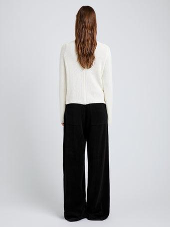 Proenza Schouler Back full length image of model wearing Aria Pant in Corduroy in Black