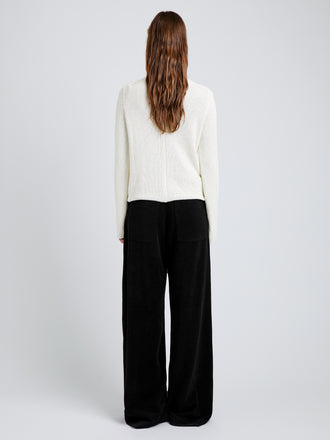 Proenza Schouler Back full length image of model wearing Aria Pant in Corduroy in Black