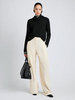 Proenza Schouler Front full length image of model wearing Aria Pant in Corduroy in Off White