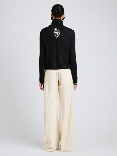 Proenza Schouler Back full length image of model wearing Aria Pant in Corduroy in Off White