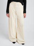 Proenza Schouler Detail image of model wearing Aria Pant in Corduroy in Off White