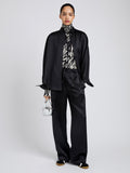 Proenza Schouler Front full length image of model wearing Magnus Pant in Crinkled Crepe in Black
