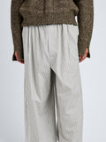 Proenza Schouler Detail image of model wearing Meadow Pant in Check Shirting in Grey Multi