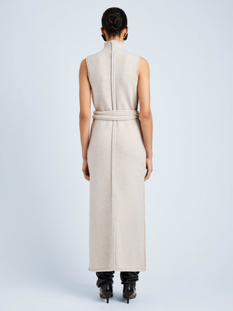 Proenza Schouler Back full length image of model wearing Zola Knit Dress in Wool in Off White