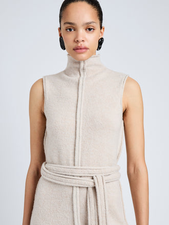 Proenza Schouler Detail image of model wearing Zola Knit Dress in Wool in Off White