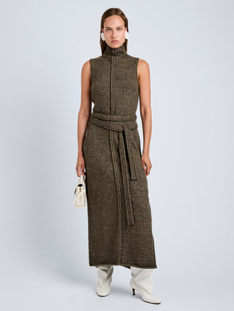 Proenza Schouler Front full length image of model wearing Zola Knit Dress in Wool in Branch