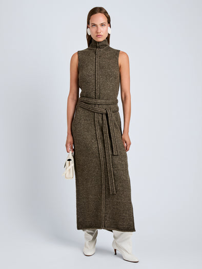 Proenza Schouler Front full length image of model wearing Zola Knit Dress in Wool in Branch