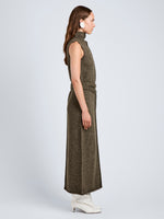 Proenza Schouler Side full length image of model wearing Zola Knit Dress in Wool in Branch