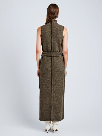 Proenza Schouler Back full length image of model wearing Zola Knit Dress in Wool in Branch