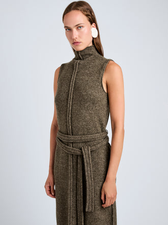 Proenza Schouler Detail image of model wearing Zola Knit Dress in Wool in Branch