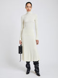 Proenza Schouler Front full length image of model wearing Phyllis Turtleneck in Geo Knits in Off White