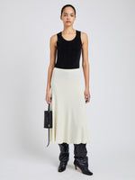 Proenza Schouler front image of model wearing Stina Skirt in Geo Knits in off white