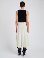 Proenza Schouler back image of model wearing Stina Skirt in Geo Knits in off white
