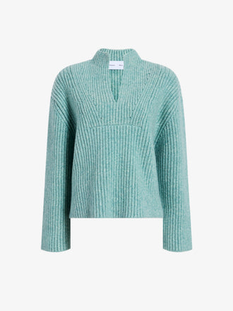 Proenza Schouler Still Life image of Meron Sweater in Melange Merino in Sea Glass Melange