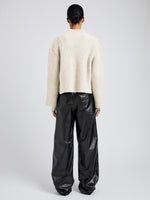 Proenza Schouler Back full length image of model wearing Meron Sweater in Melange Merino in Off White Melange