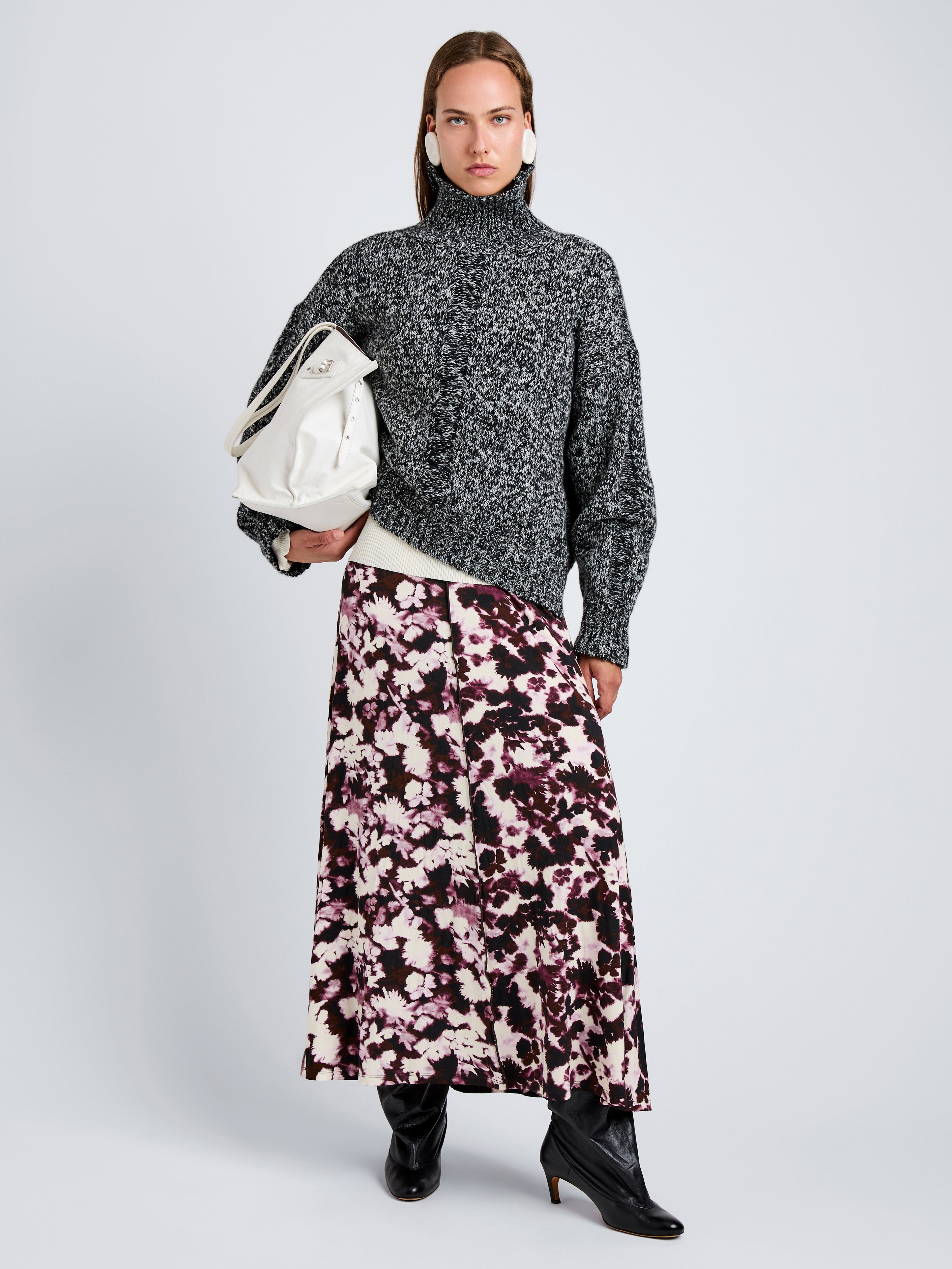 Proenza Schouler White Label Sol Sweater in Melange Alpaca - Black