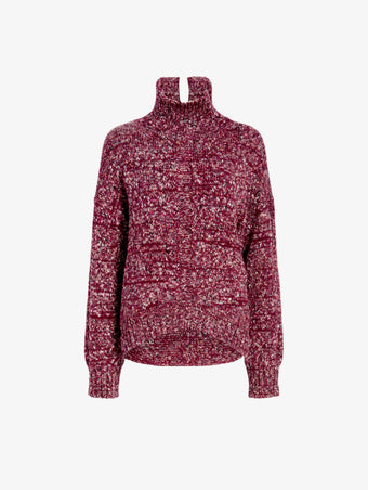 Proenza Schouler Still Life image of Sol Sweater in Melange Alpaca in Wine Melange