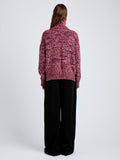 Proenza Schouler Back full length image of model wearing Sol Sweater in Melange Alpaca in Wine Melange