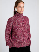 Proenza Schouler Detail image of model wearing Sol Sweater in Melange Alpaca in Wine Melange