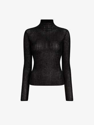Proenza Schouler Still Life image of Zella Top in Check Merino in Black