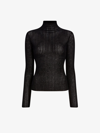 Proenza Schouler Still Life image of Zella Top in Check Merino in Black