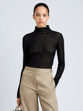 Proenza Schouler Front cropped image of model wearing Zella Top in Check Merino in Black