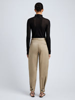 Proenza Schouler Back full length image of model wearing Zella Top in Check Merino in Black