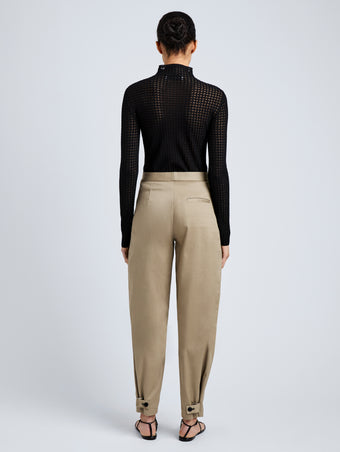 Proenza Schouler Back full length image of model wearing Zella Top in Check Merino in Black