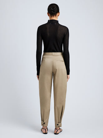 Proenza Schouler Back full length image of model wearing Zella Top in Check Merino in Black